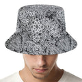 Black And White Western Flower Print Bucket Hat
