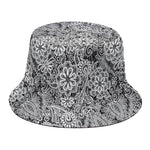Black And White Western Flower Print Bucket Hat
