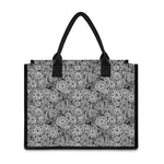 Black And White Western Flower Print Canvas Tote Bag