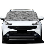 Black And White Western Flower Print Car Windshield Snow Cover