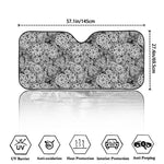 Black And White Western Flower Print Car Windshield Sun Shade