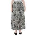 Black And White Western Flower Print Chiffon Maxi Skirt