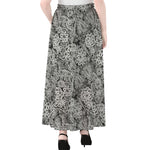 Black And White Western Flower Print Chiffon Maxi Skirt