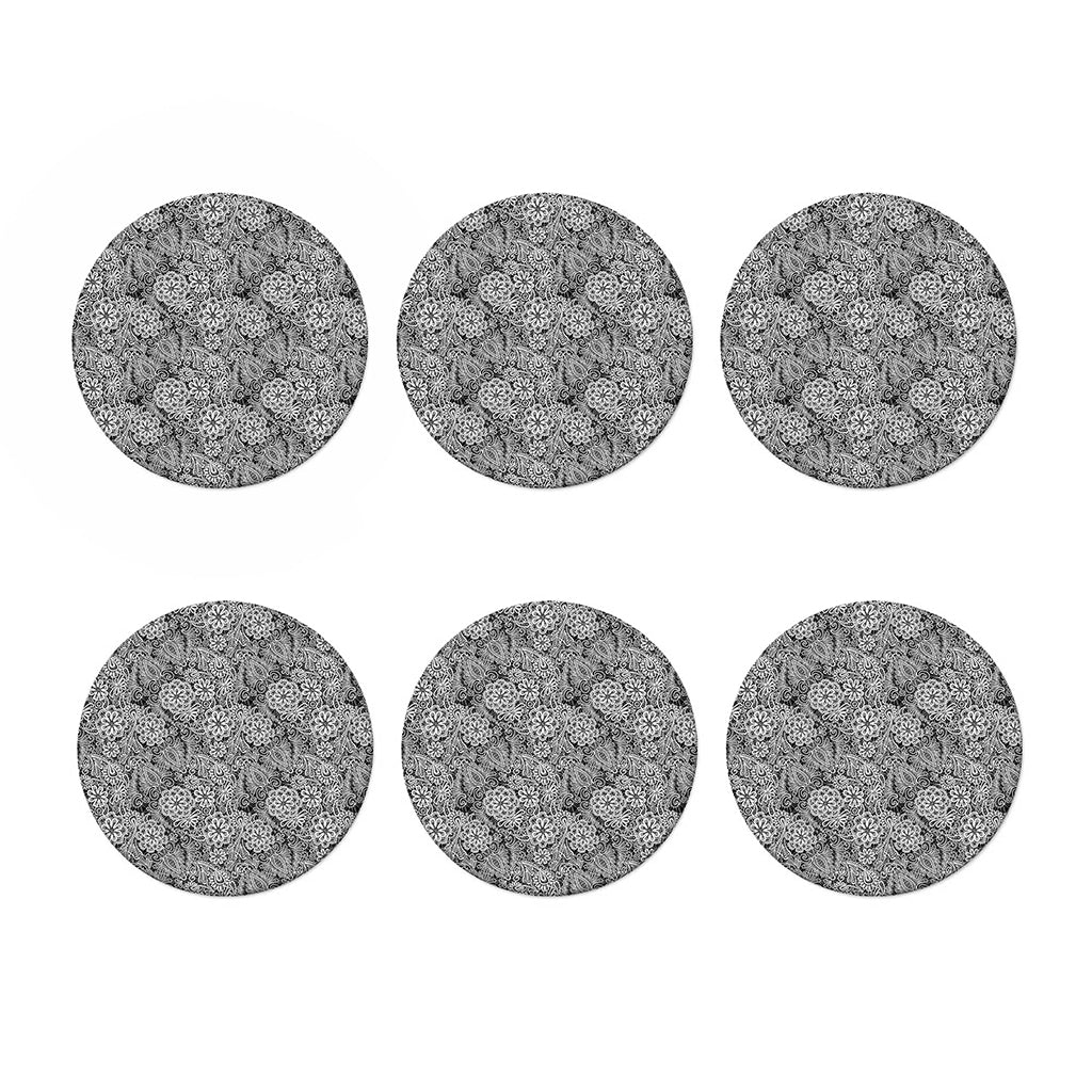 Black And White Western Flower Print Coaster Set