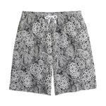 Black And White Western Flower Print Cotton Shorts