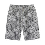 Black And White Western Flower Print Cotton Shorts