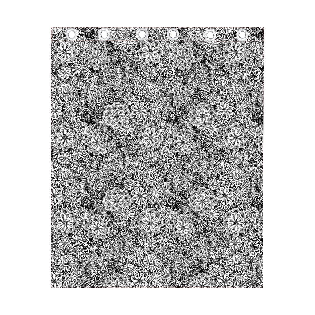 Black And White Western Flower Print Curtain