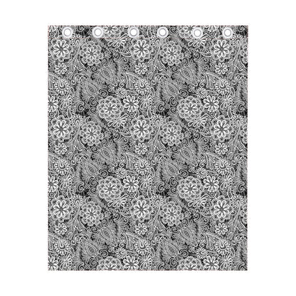 Black And White Western Flower Print Curtain