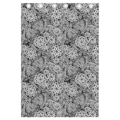 Black And White Western Flower Print Curtain