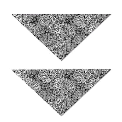 Black And White Western Flower Print Dog Bandana