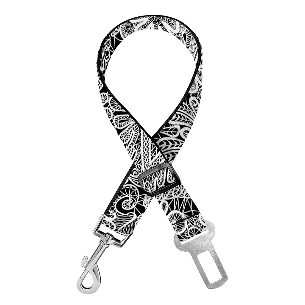 Black And White Western Flower Print Dog Seat Belt