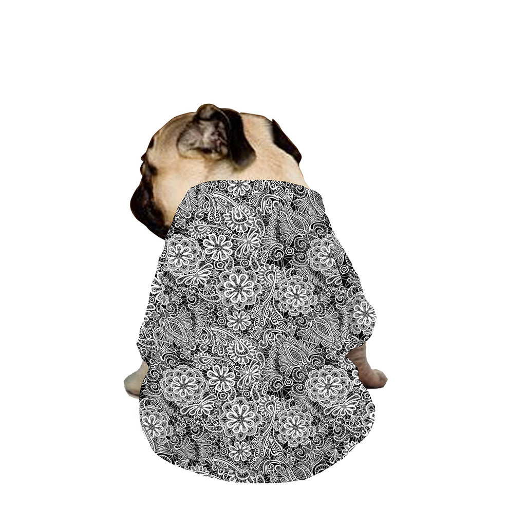 Black And White Western Flower Print Dog Zip Up Jacket