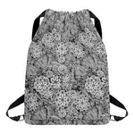 Black And White Western Flower Print Drawstring Backpack