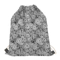 Black And White Western Flower Print Drawstring Bag
