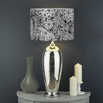 Black And White Western Flower Print Drum Lamp Shade