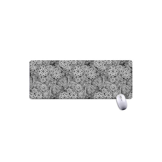 Black And White Western Flower Print Extended Mouse Pad
