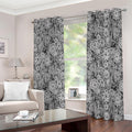 Black And White Western Flower Print Extra Wide Grommet Curtains