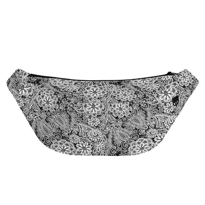Black And White Western Flower Print Fanny Pack