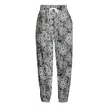 Black And White Western Flower Print Fleece Lined Knit Pants