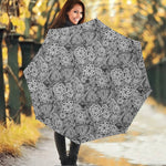 Black And White Western Flower Print Foldable Umbrella