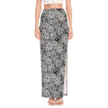Black And White Western Flower Print High Slit Maxi Skirt