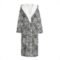 Black And White Western Flower Print Hooded Bathrobe