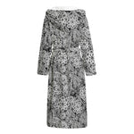 Black And White Western Flower Print Hooded Bathrobe