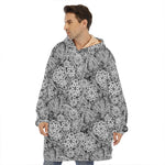 Black And White Western Flower Print Hoodie Blanket