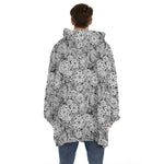Black And White Western Flower Print Hoodie Blanket