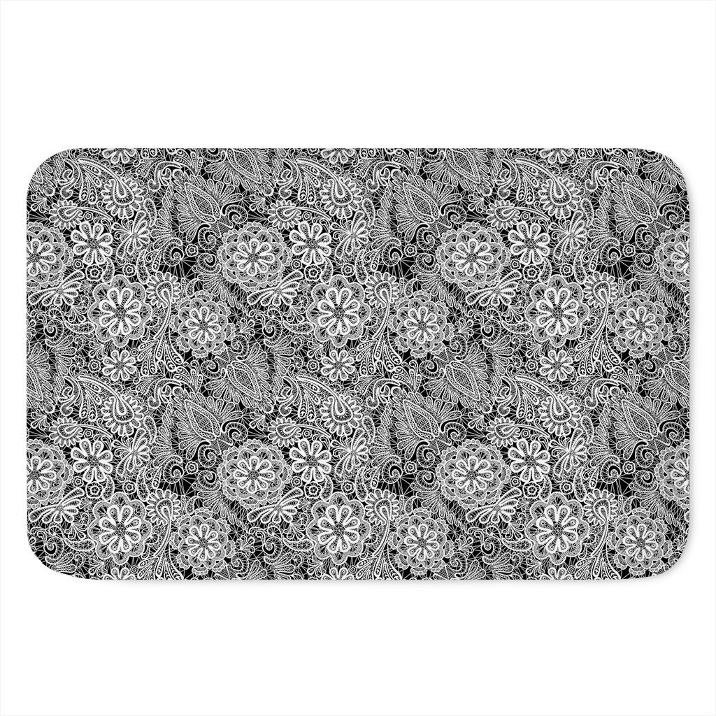 Black And White Western Flower Print Indoor Door Mat