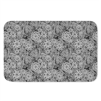 Black And White Western Flower Print Indoor Door Mat