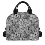 Black And White Western Flower Print Insulated Lunch Bag