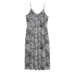 Black And White Western Flower Print Jersey Midi Cami Dress