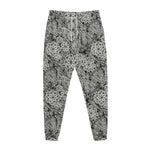 Black And White Western Flower Print Jogger Pants
