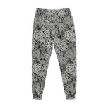 Black And White Western Flower Print Jogger Pants