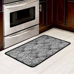 Black And White Western Flower Print Kitchen Mat