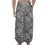 Black And White Western Flower Print Lantern Pants