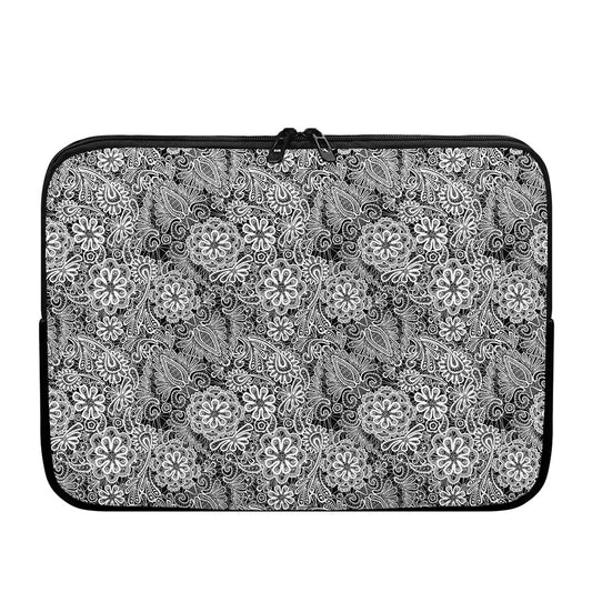 Black And White Western Flower Print Laptop Sleeve