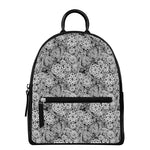 Black And White Western Flower Print Leather Backpack