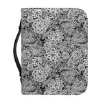 Black And White Western Flower Print Leather Bible Cover