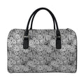 Black And White Western Flower Print Leather Duffel Bag