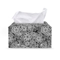 Black And White Western Flower Print Leather Tissue Box Cover