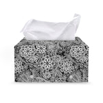 Black And White Western Flower Print Leather Tissue Box Cover