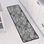 Black And White Western Flower Print Long Kitchen Mat