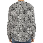 Black And White Western Flower Print Long Sleeve Baseball Jersey