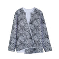Black And White Western Flower Print Long Sleeve Short Coat