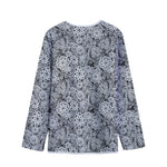Black And White Western Flower Print Long Sleeve Short Coat