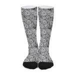 Black And White Western Flower Print Long Socks