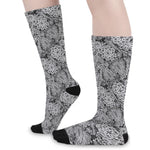 Black And White Western Flower Print Long Socks