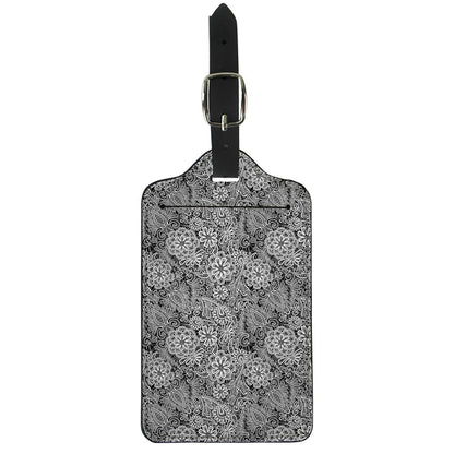 Black And White Western Flower Print Luggage Tag